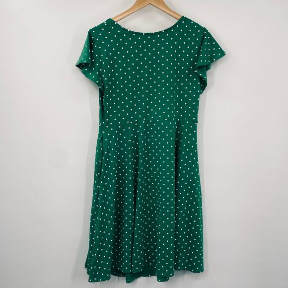 Torrid Polka Dot Mini Dress Bow Front Fit & Flare Jersey Knit Green White NEW 12 - Picture 4 of 10